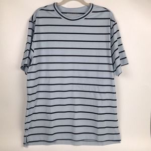 Banana Republic Shirt Mens Large Tall Supima Cotton Light Blue Dark Blue Stripe